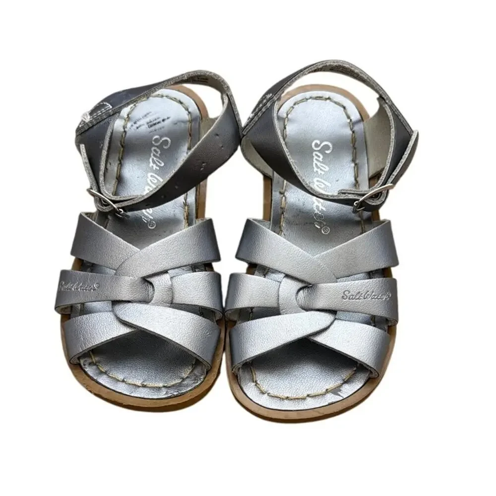 Saltwater Dark Gray/Silver Sandals Toddler Size 9